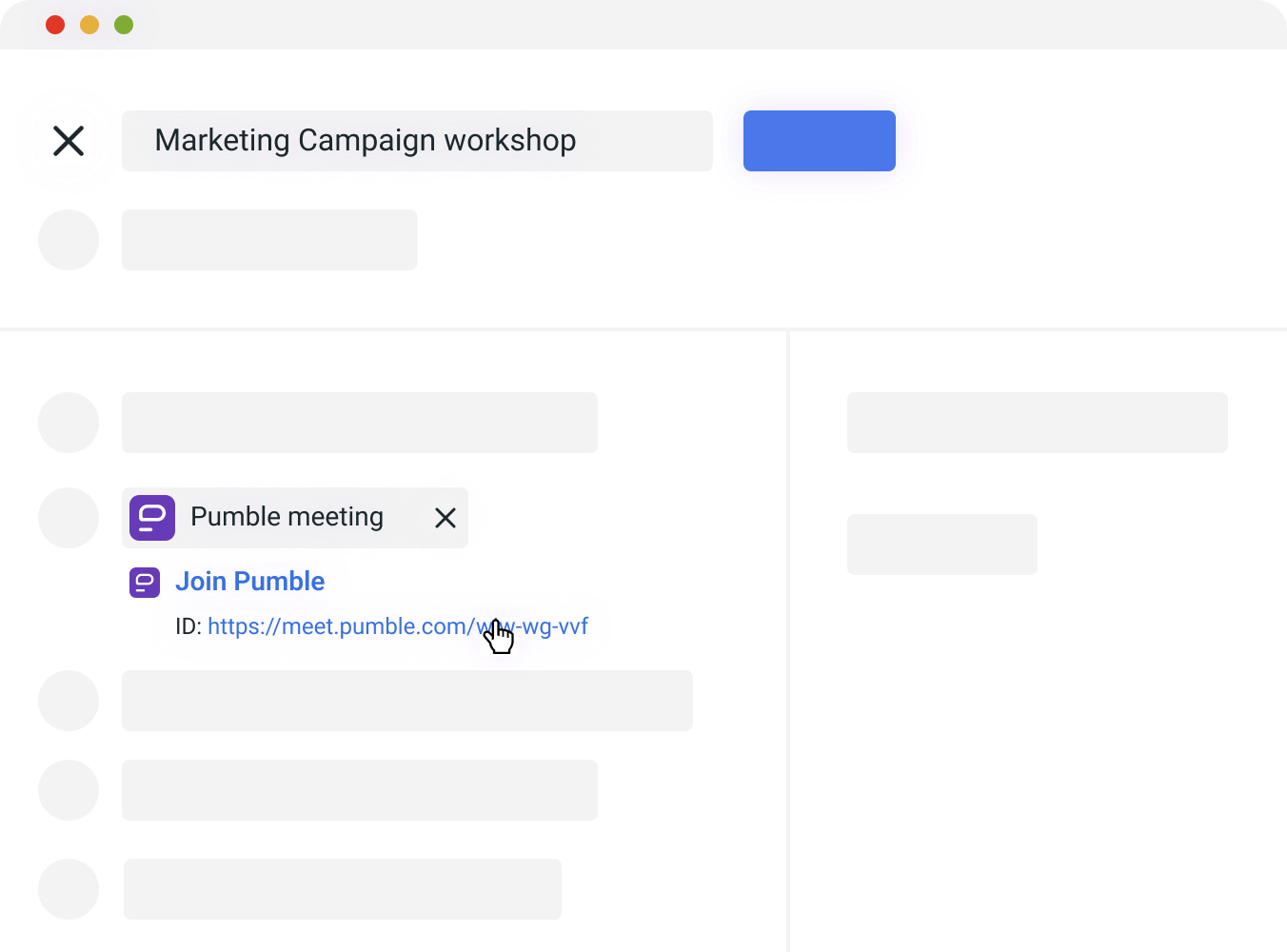 Image of how Google Calendar add on works in Pumble