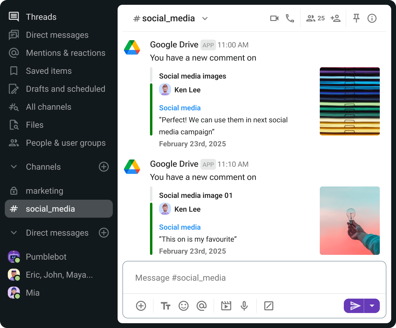 Receive notification in Pumble about changes in the file