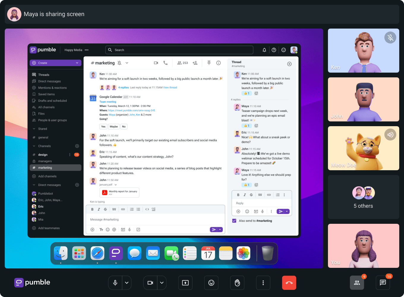 Video conferencing in Pumble