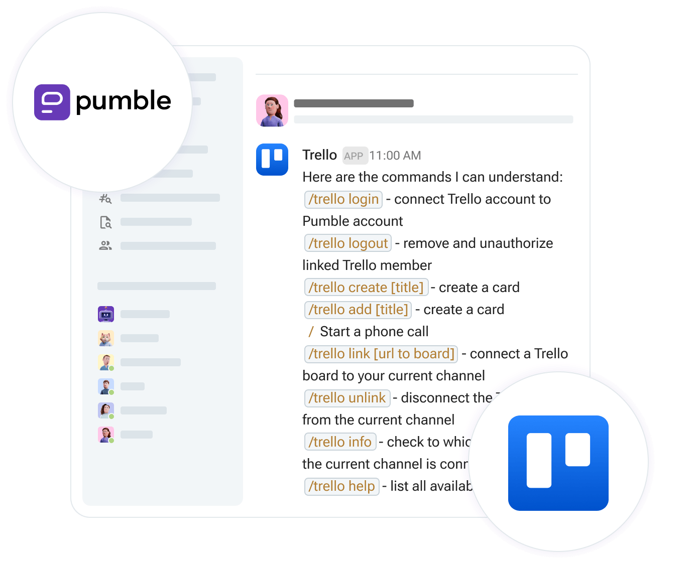 Image of how Trello works in Pumble