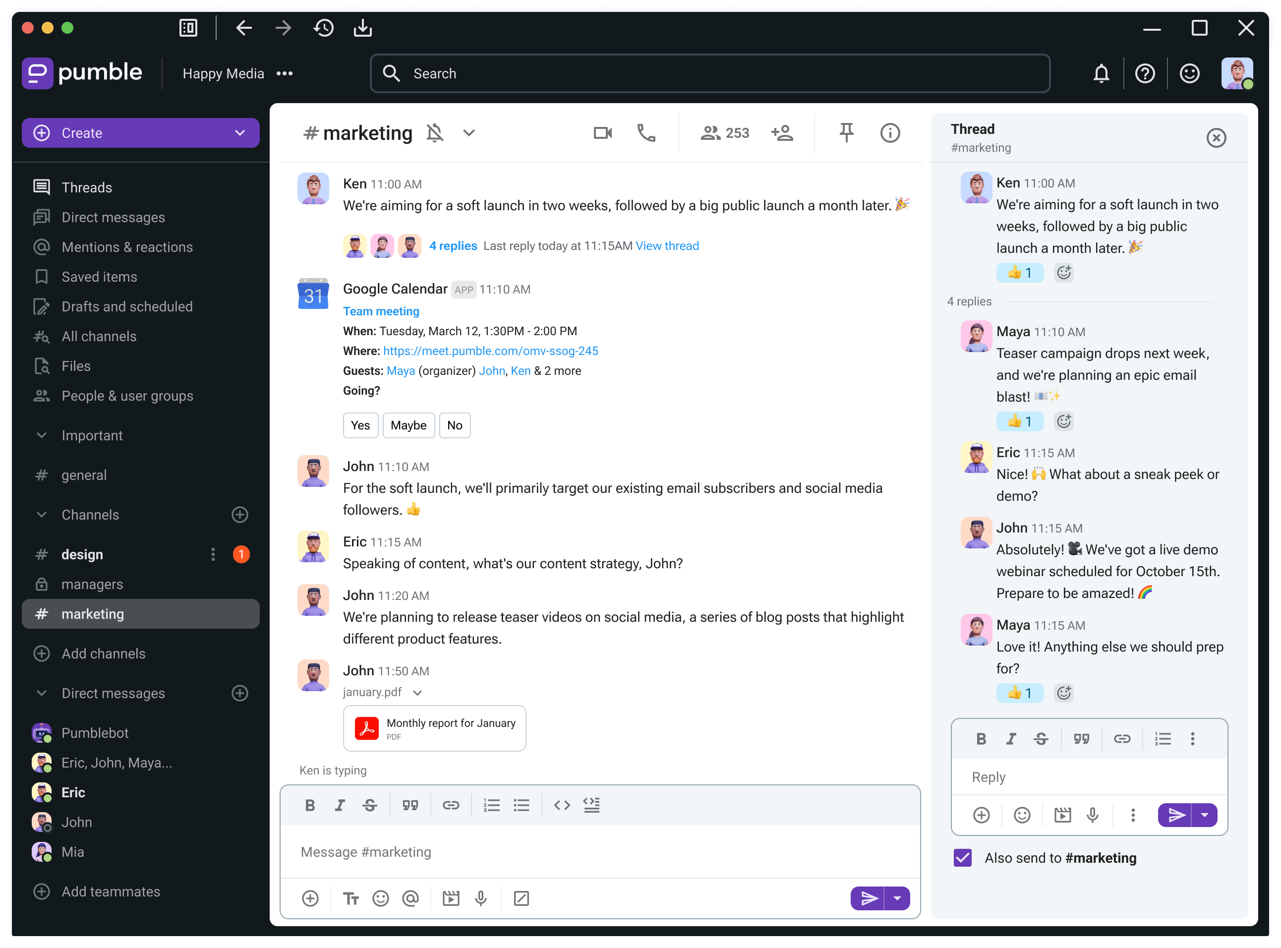 Pumble collaboration app for Mac