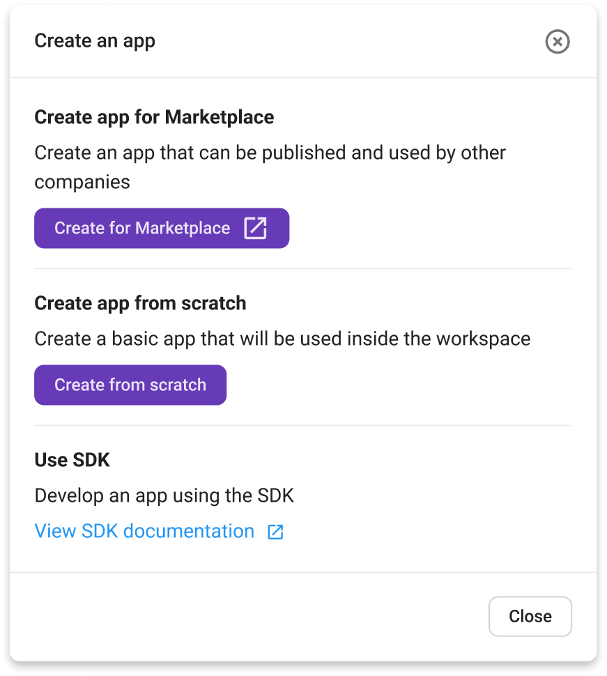 Create a new app in Pumble