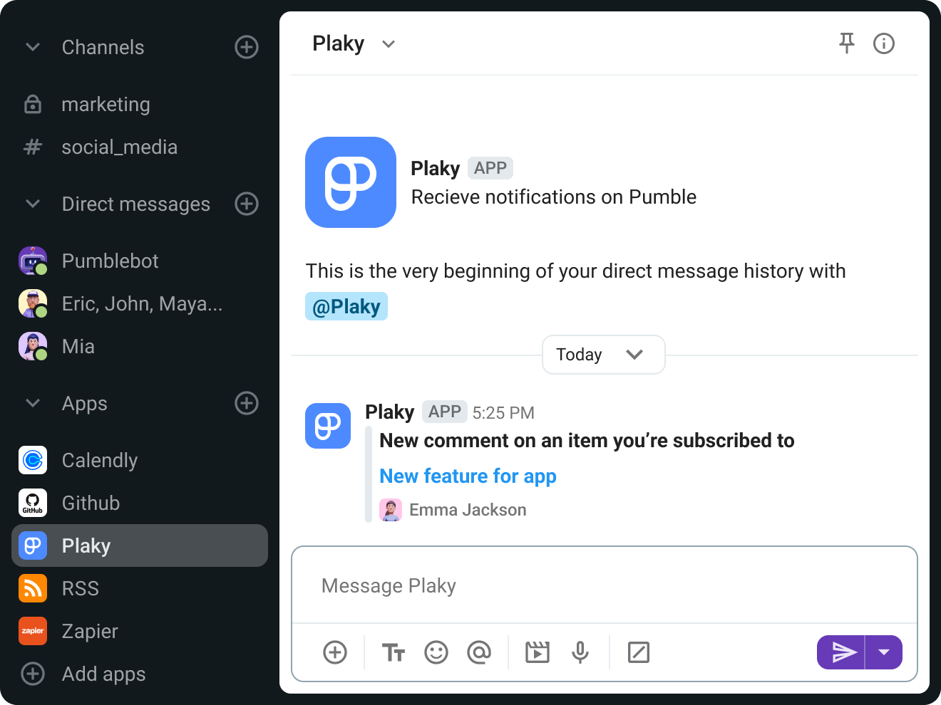 Get notifications about comments on Plaky