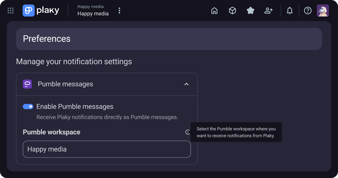 Emable notifications in Plaky