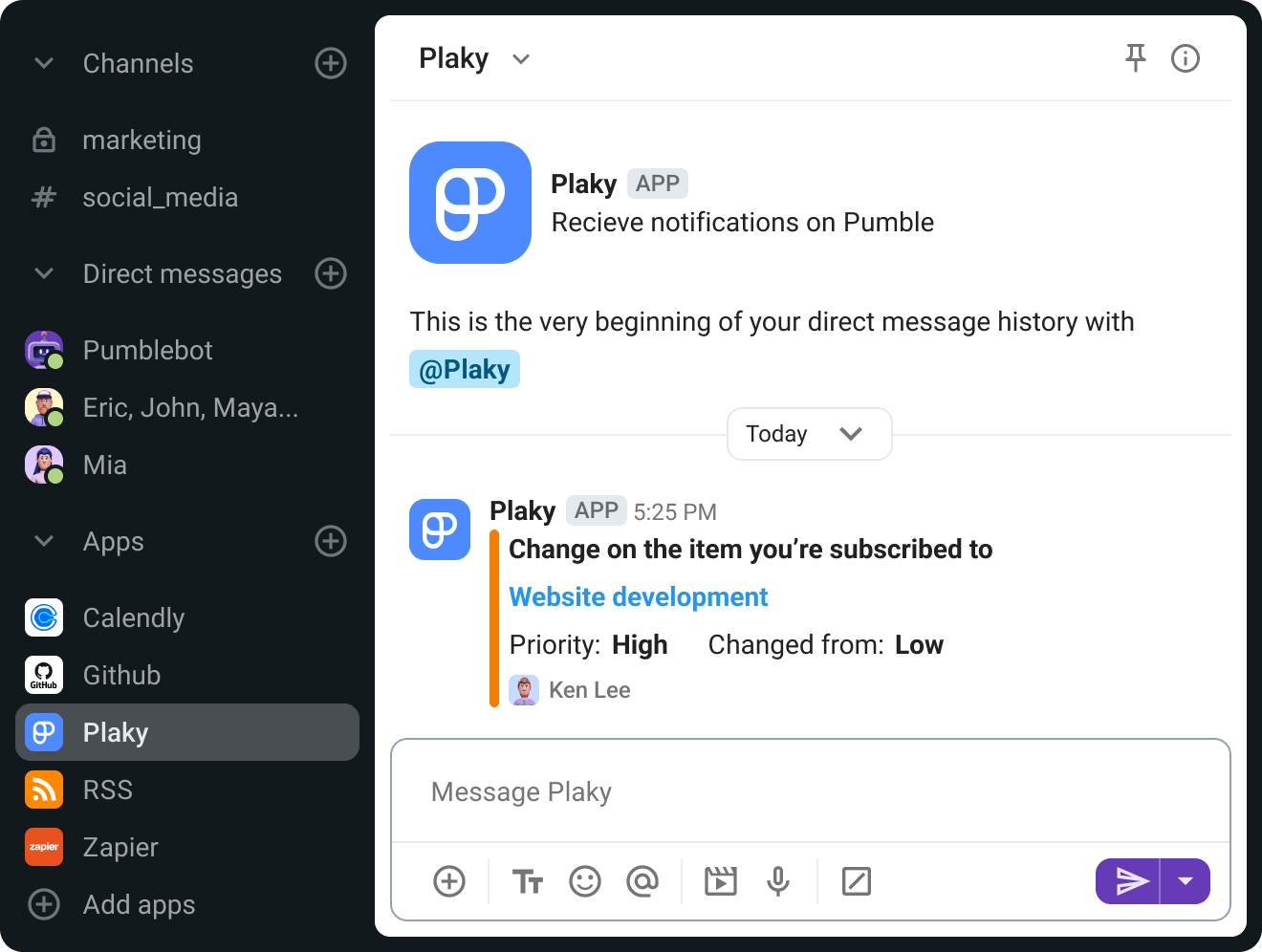 Receive items notifications
