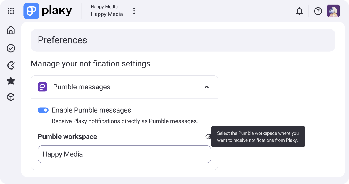 Emable notifications in Plaky