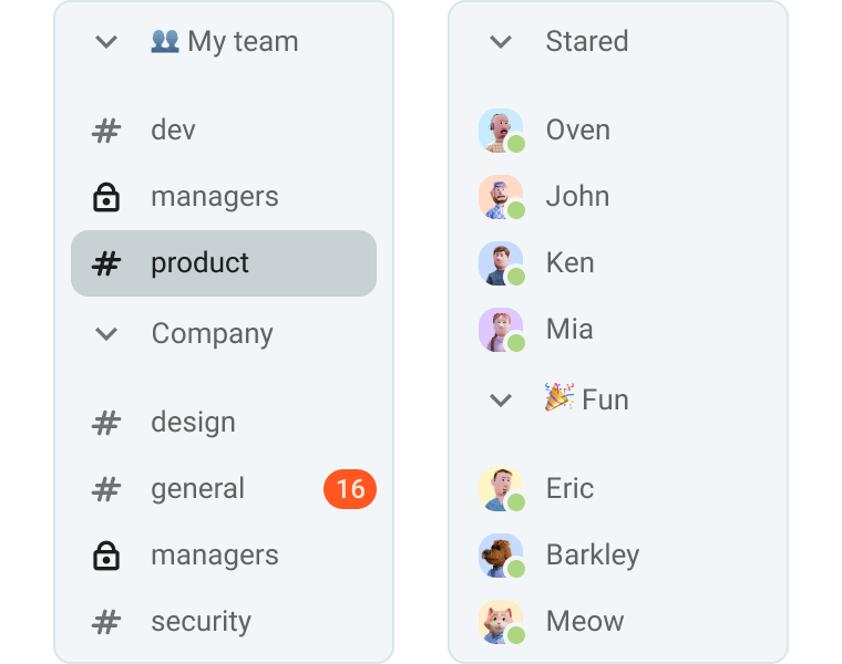 Customizable sections