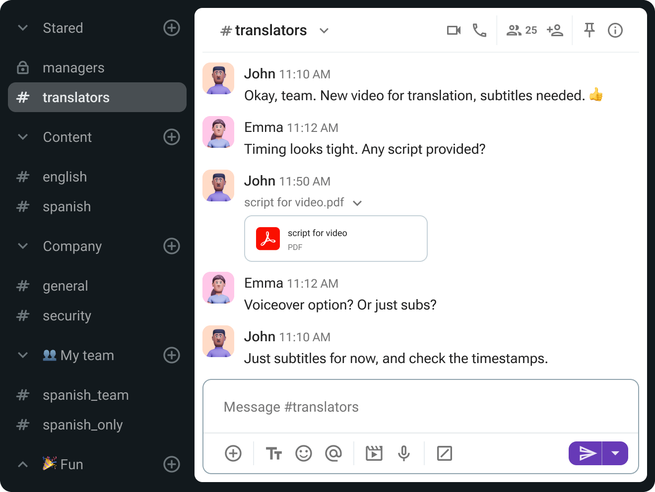 Communication app for translators