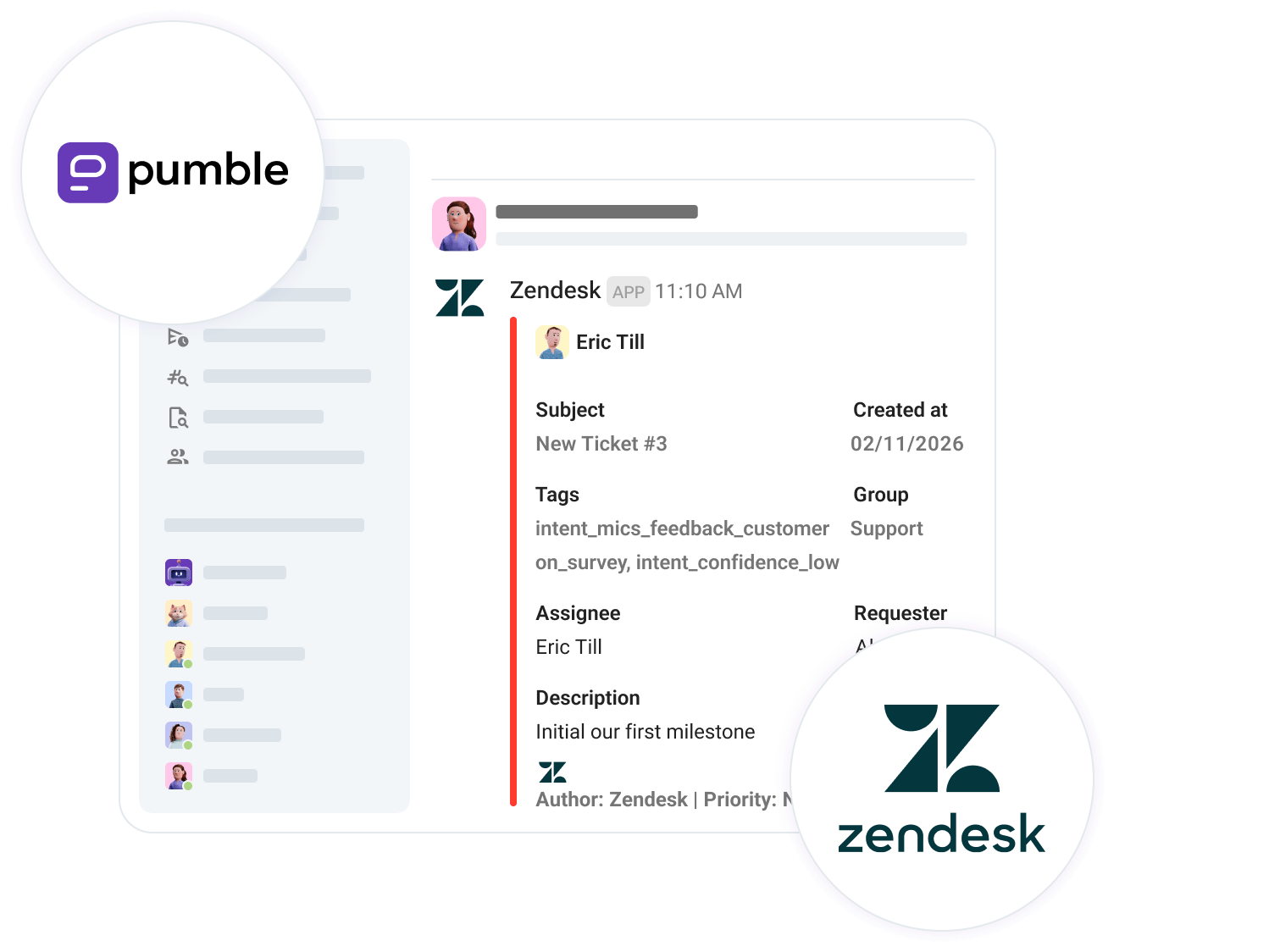 Image of how Zendesk works in Pumble