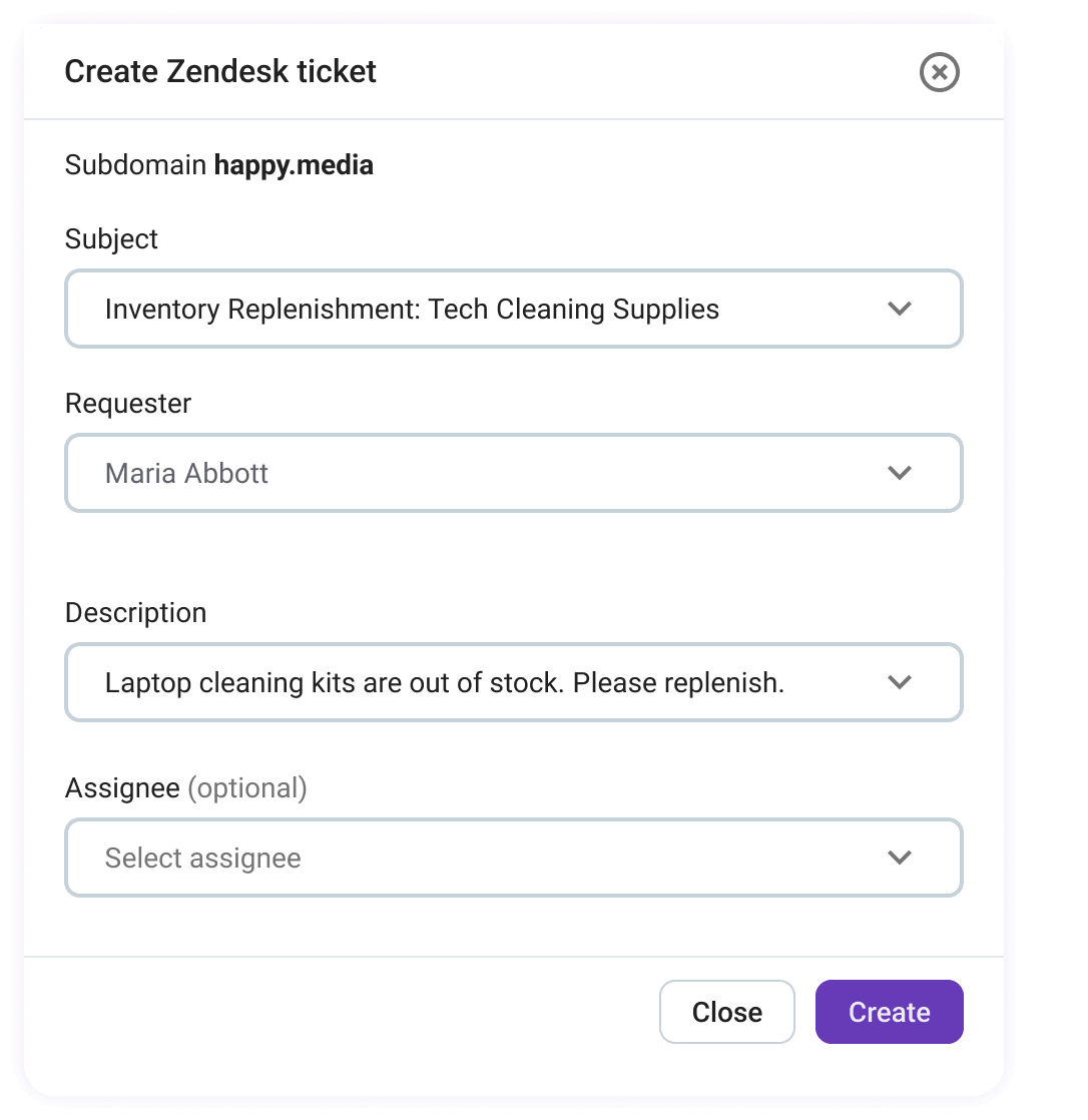 Create Zendesk tickets in Pumble