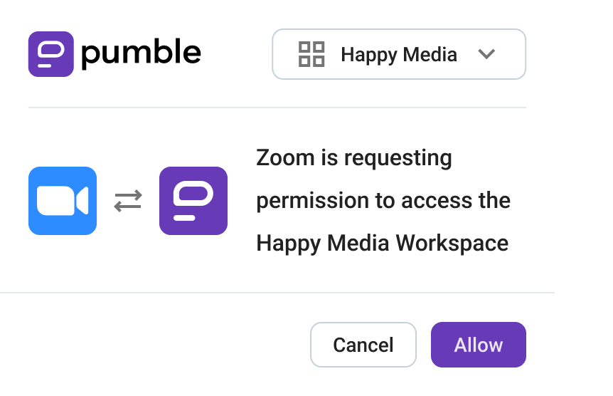 Authorize Zoom in Pumble