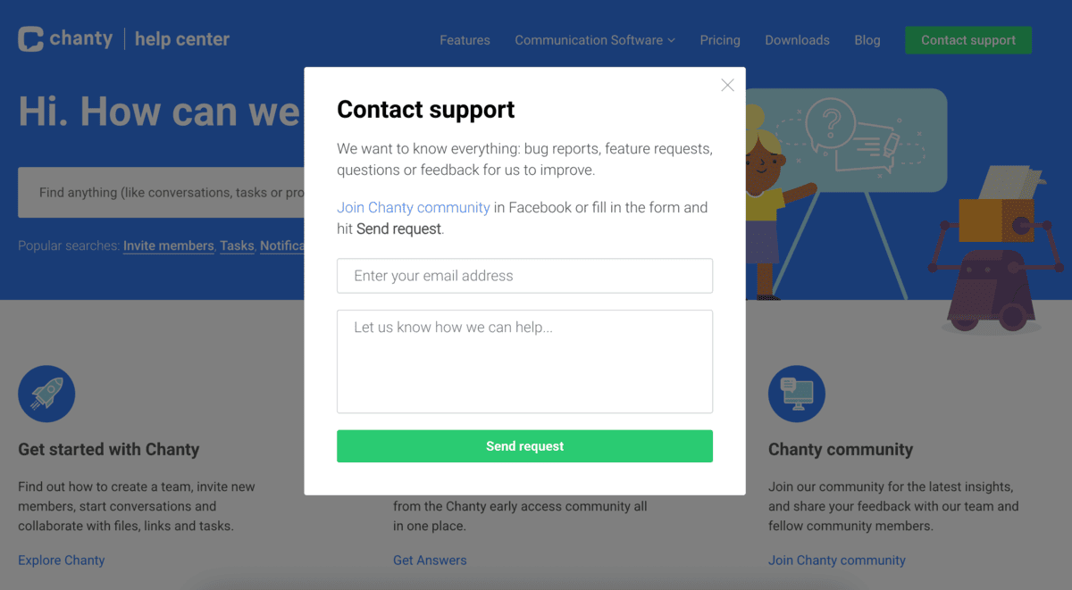 Help center in Chanty