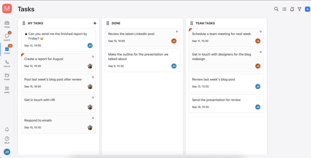 Task overview in Chanty