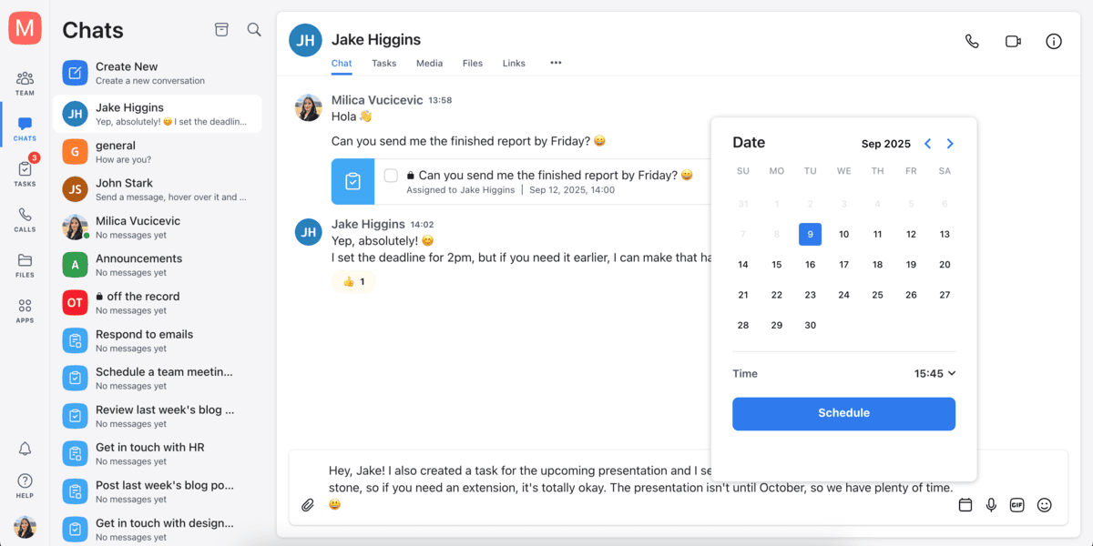 Scheduling a message in Chanty