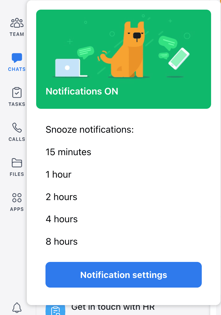 Snoozing notifications in Chanty