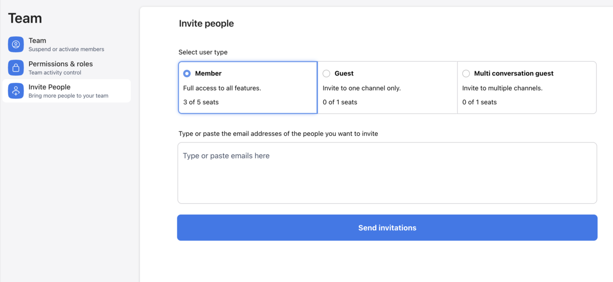 User limit in Chanty&rsquo;s free plan