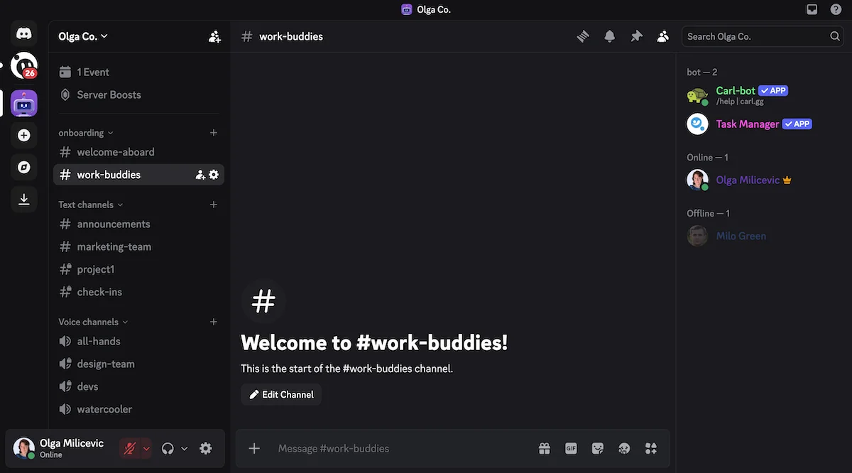 An overview of my Discord server
