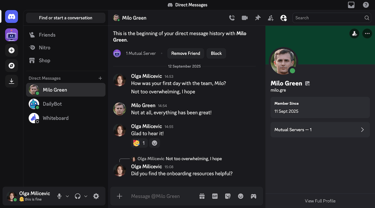 Direct messages and replies on Discord