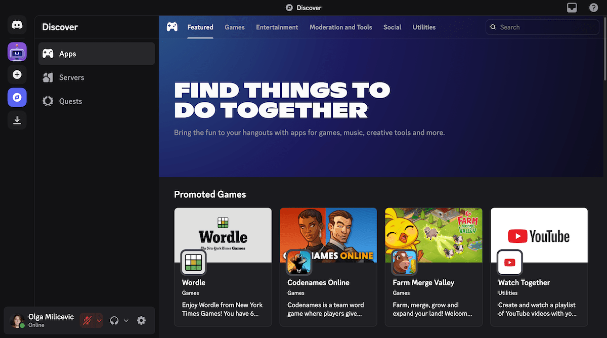 Discover apps in Discord