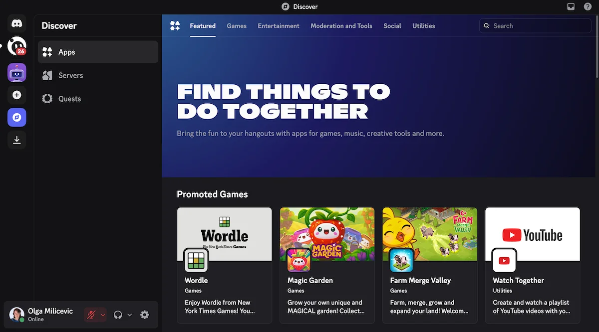 Discover apps in Discord