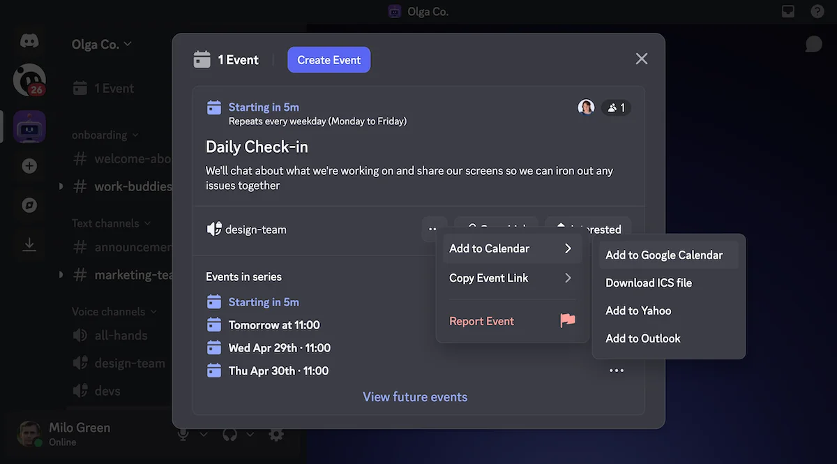 Events on Discord