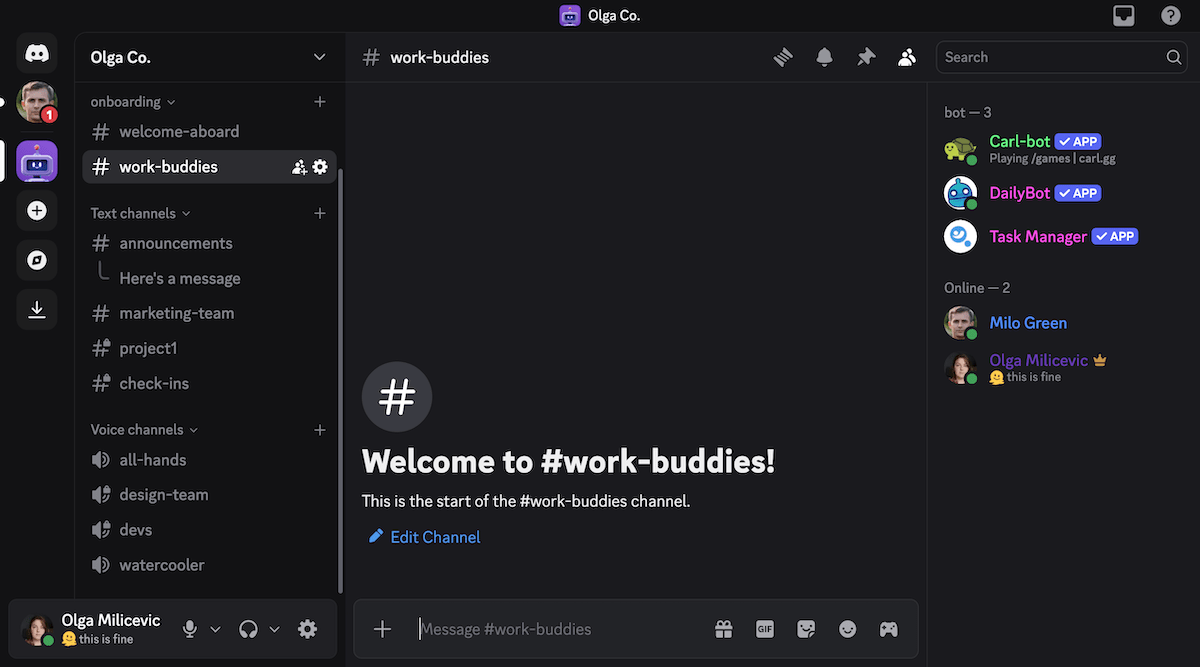 An overview of my Discord server