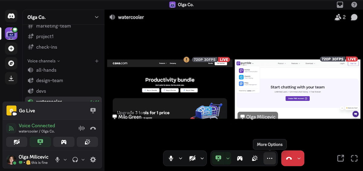 Simultaneous screen sharing on Discord