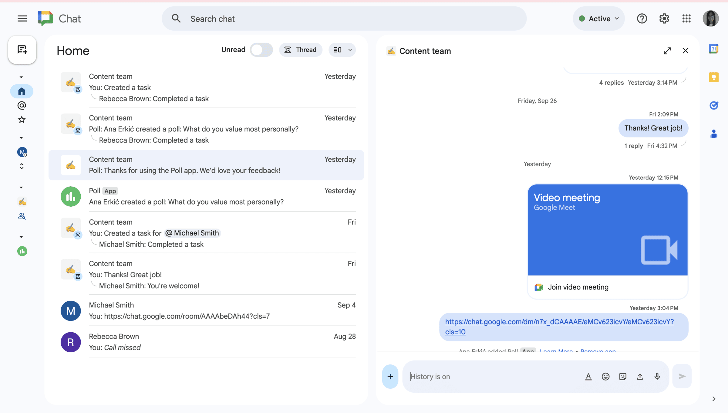 Spaces in Google Chat