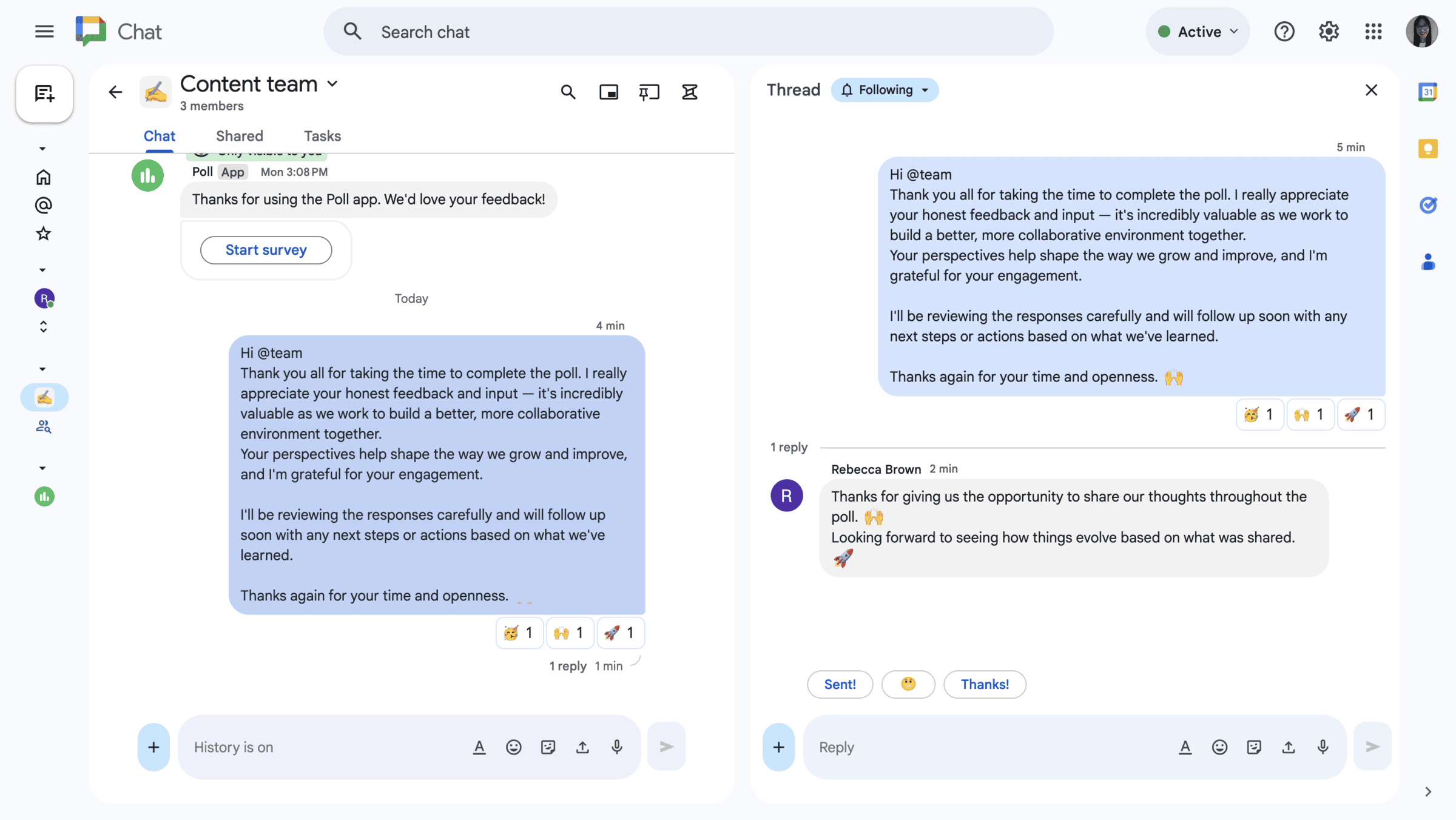Threads in Google Chat