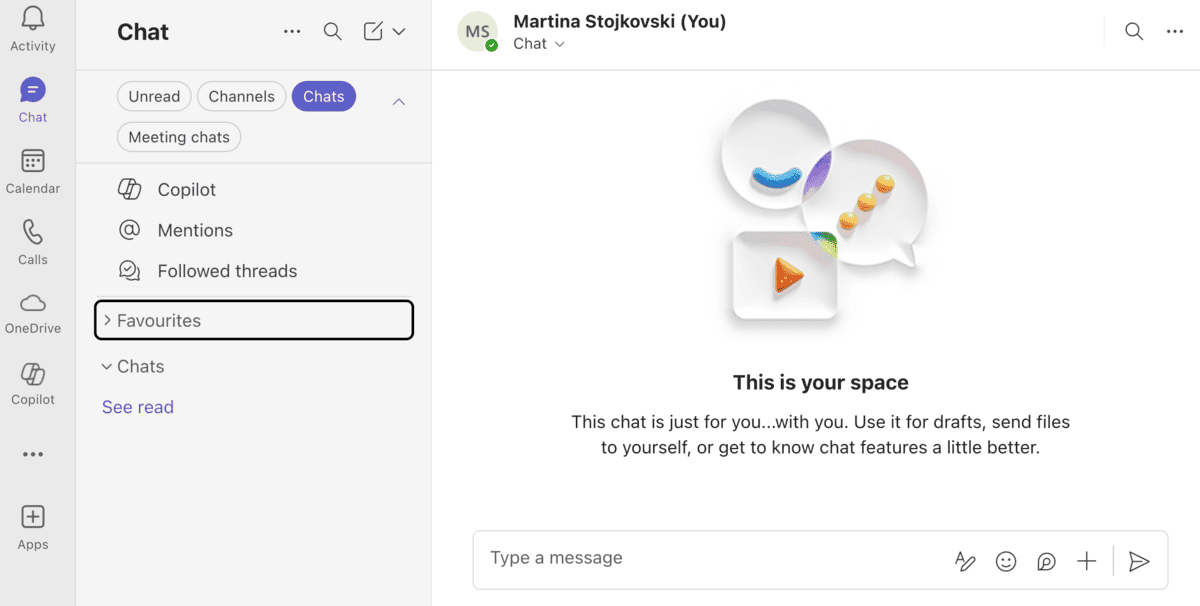 Teams now displays chats and channels together