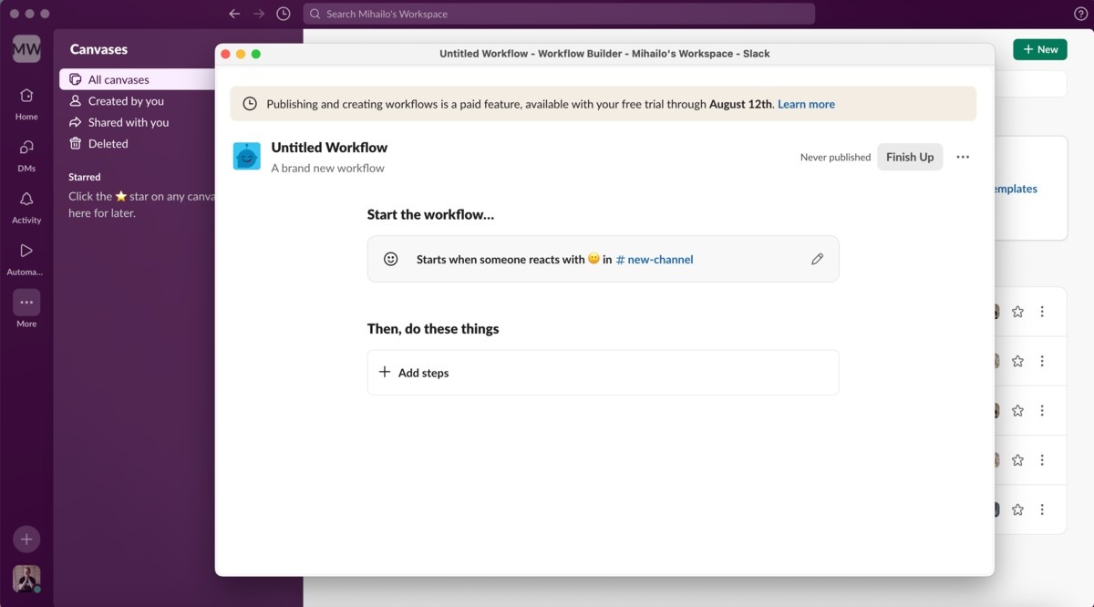 Workflows in Slack