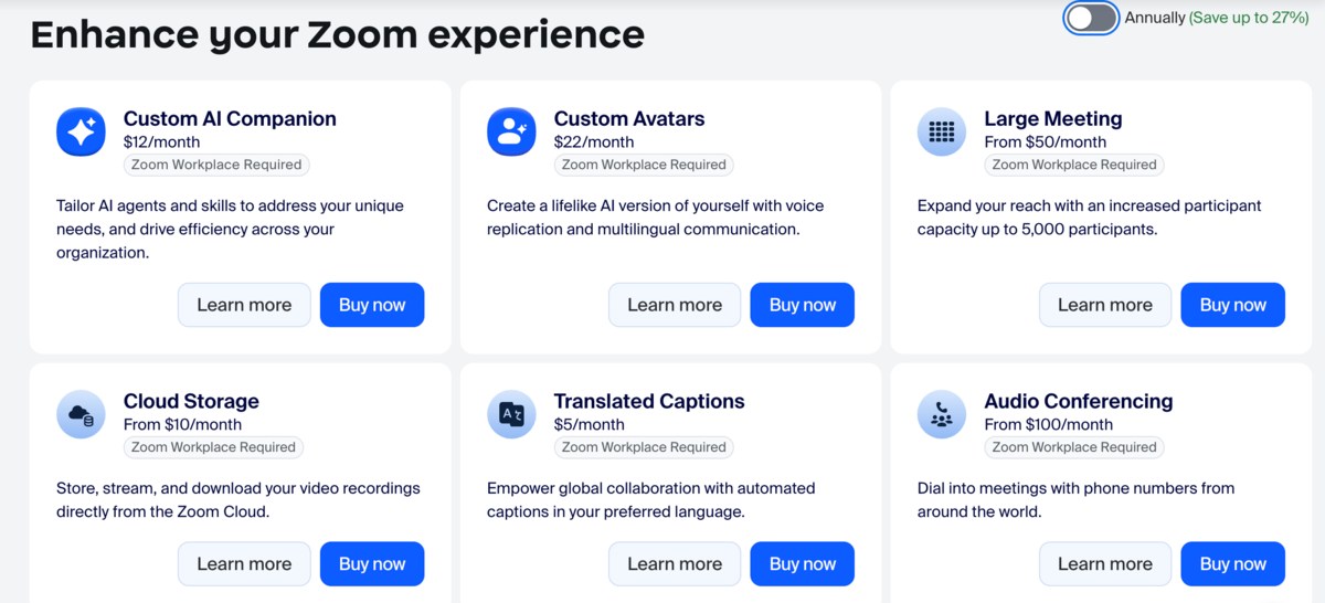 Some of Zoom's add-ons
