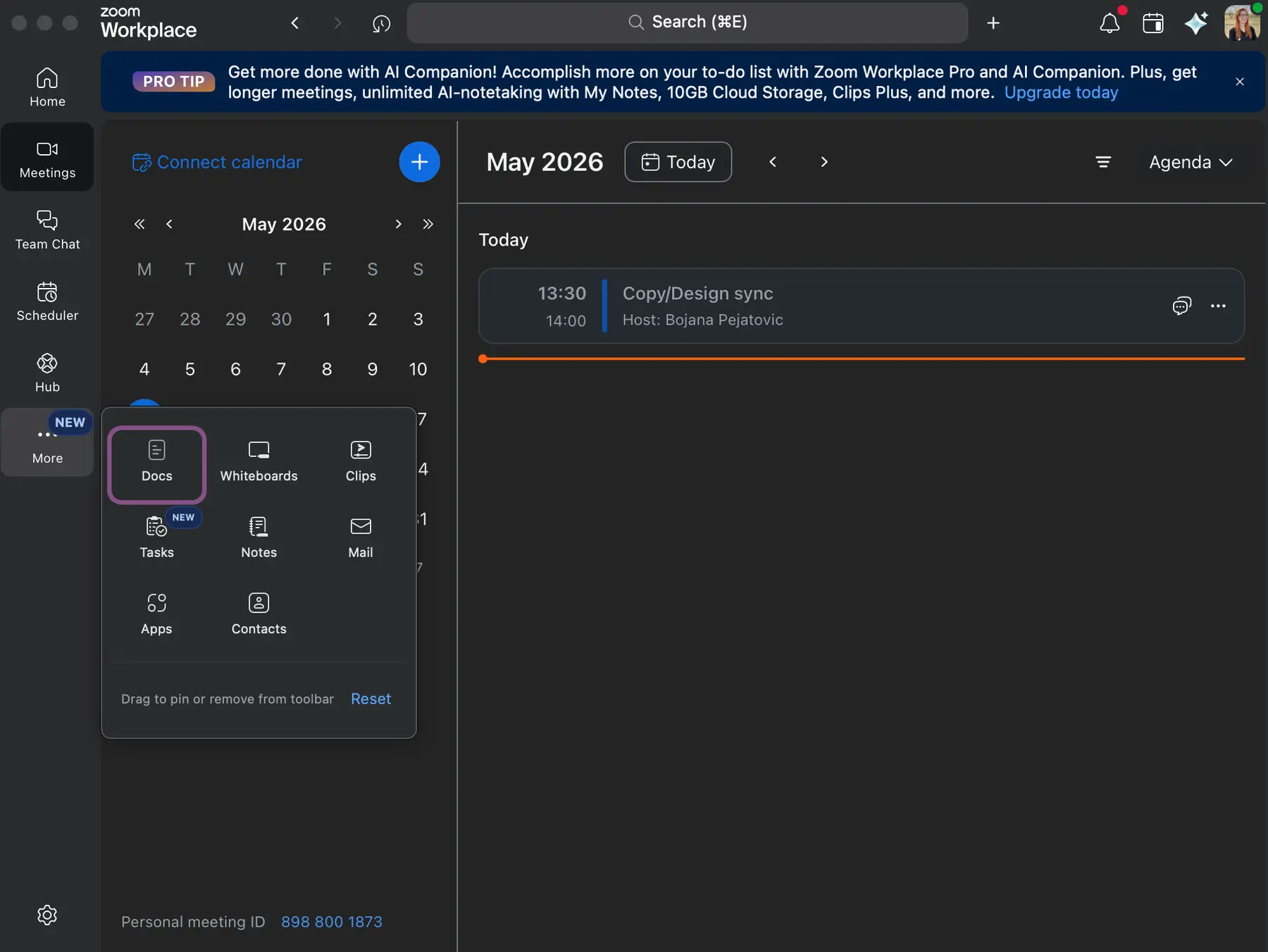 The More tab in Zoom houses a lot of different features