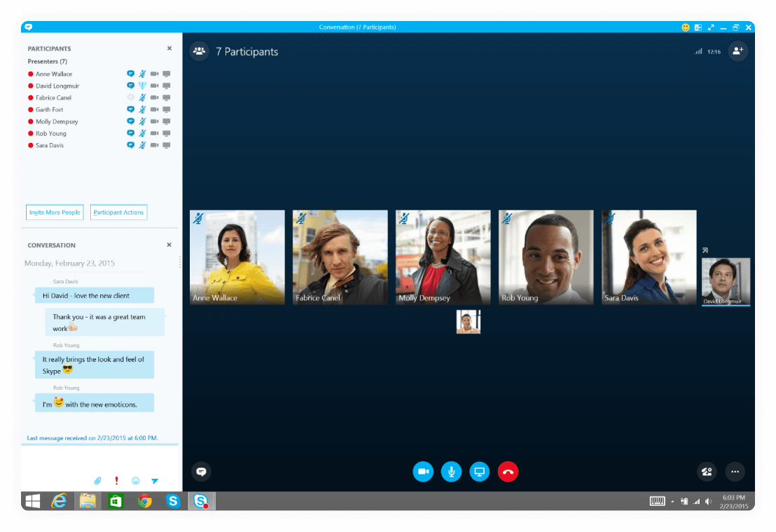 Espaço de trabalho Skype