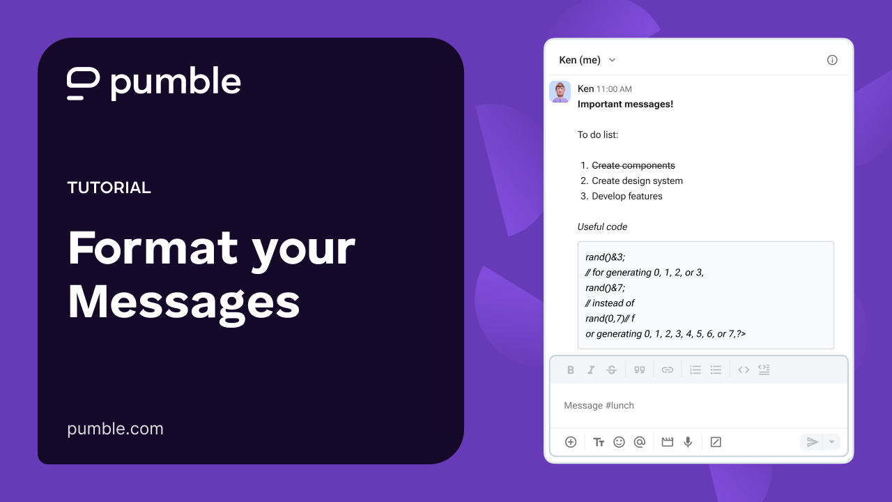 Format your messages in Pumble video tutorial
