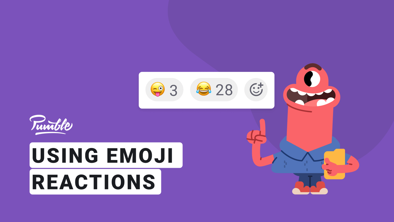 Usando reações de emoji - Vídeo tutorial Pumble