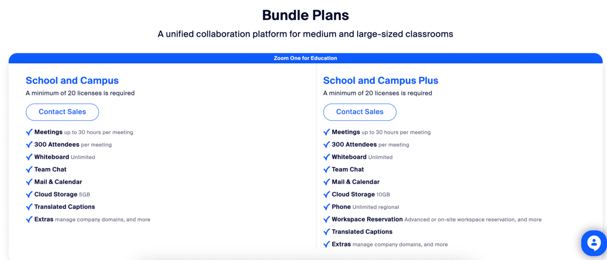 Zoom for Education: Bundle plans