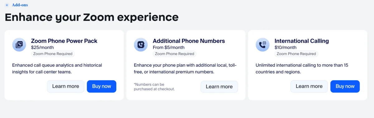 Zoom Phone add-ons