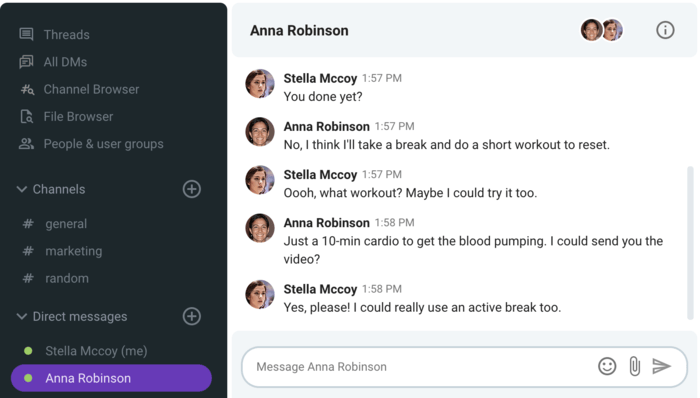 A DM chit-chat between colleagues