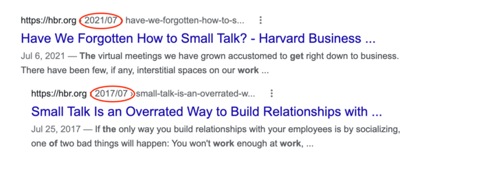 The shift in public discourse regarding small talk at work, as exemplified by two HBR articles (pre- and post-pandemic outbreak)
