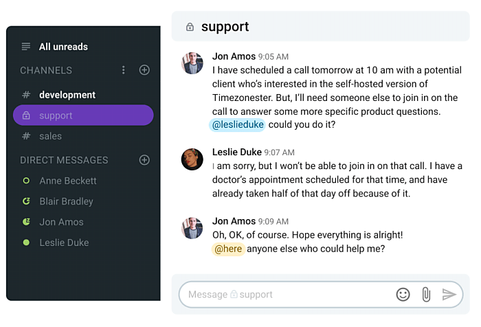 You can use the Mentions option in Pumble to share information with your team members quickly+1-min