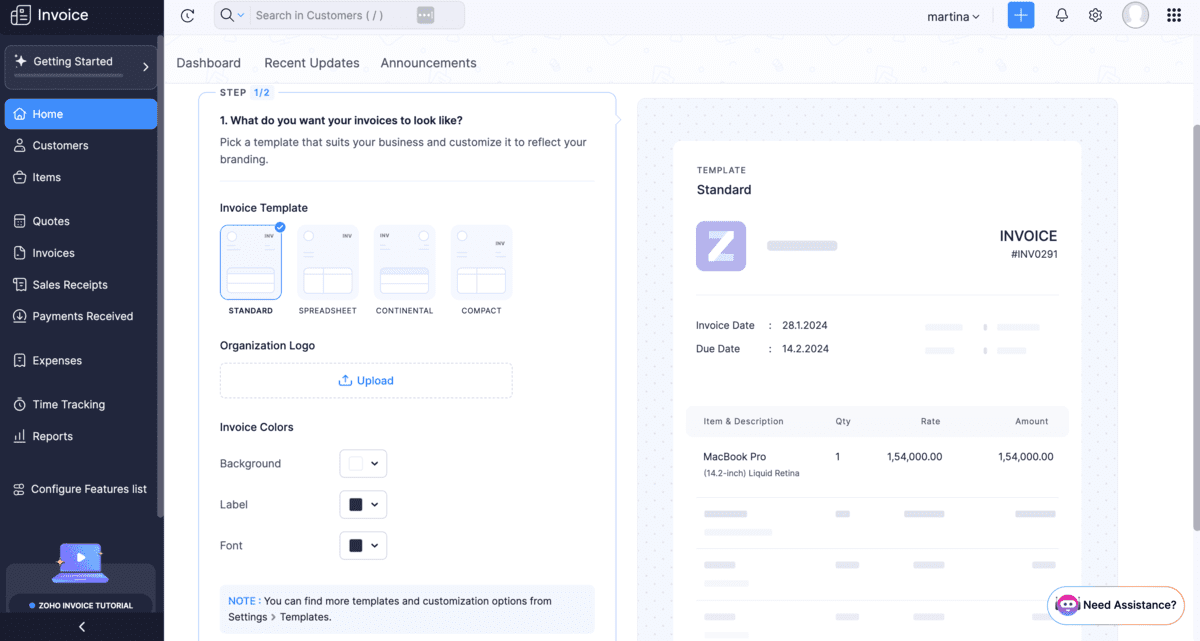 Zoho Invoice