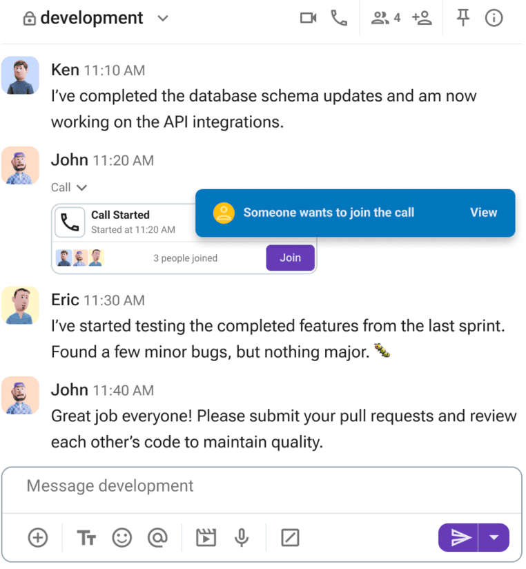 Activity in a private Pumble channel