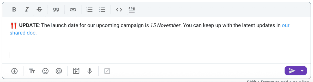 Format your messages in Pumble