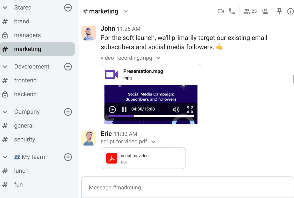 One app, plenty of communication features — Pumble