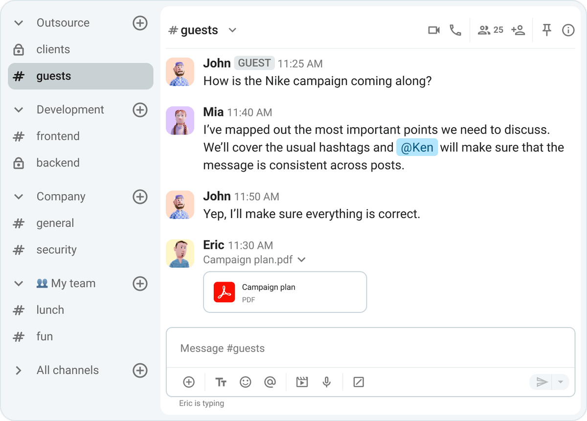Pumble encourages active collaboration among team members