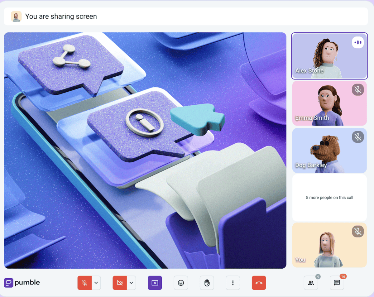 Screen sharing in Pumble