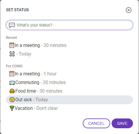 Setting an emoji-based status in Pumble