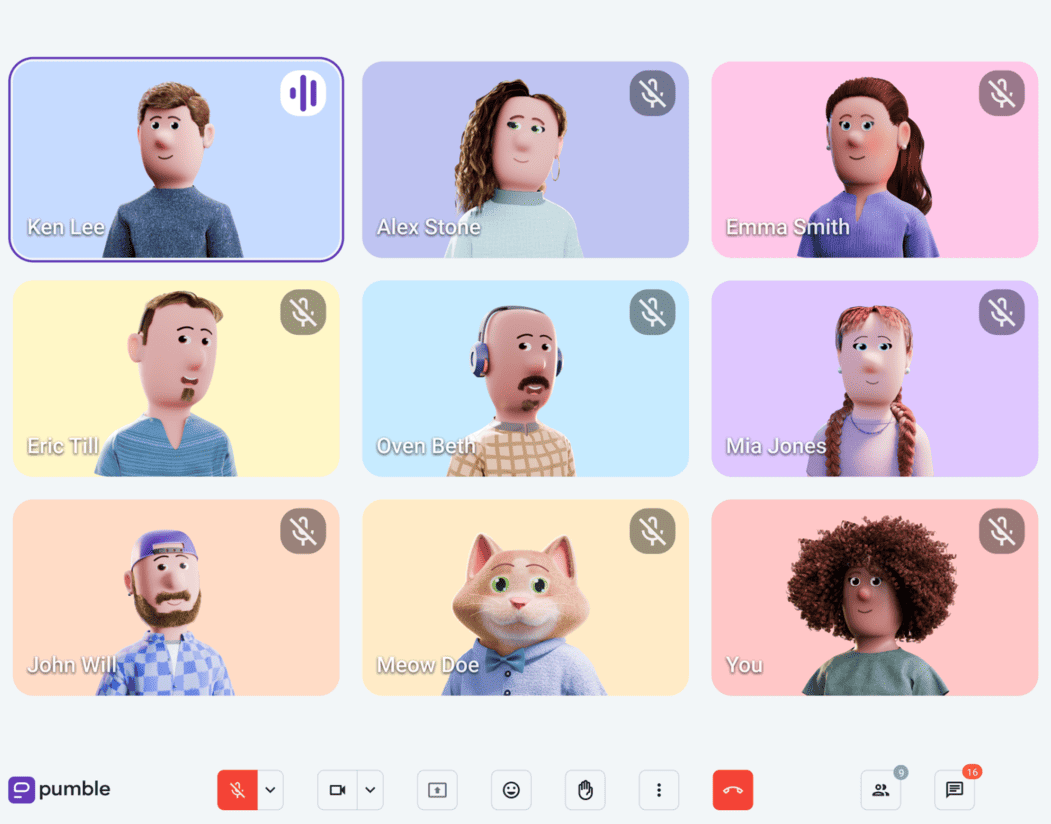 Solicit feedback during group calls in Pumble, a business communication app