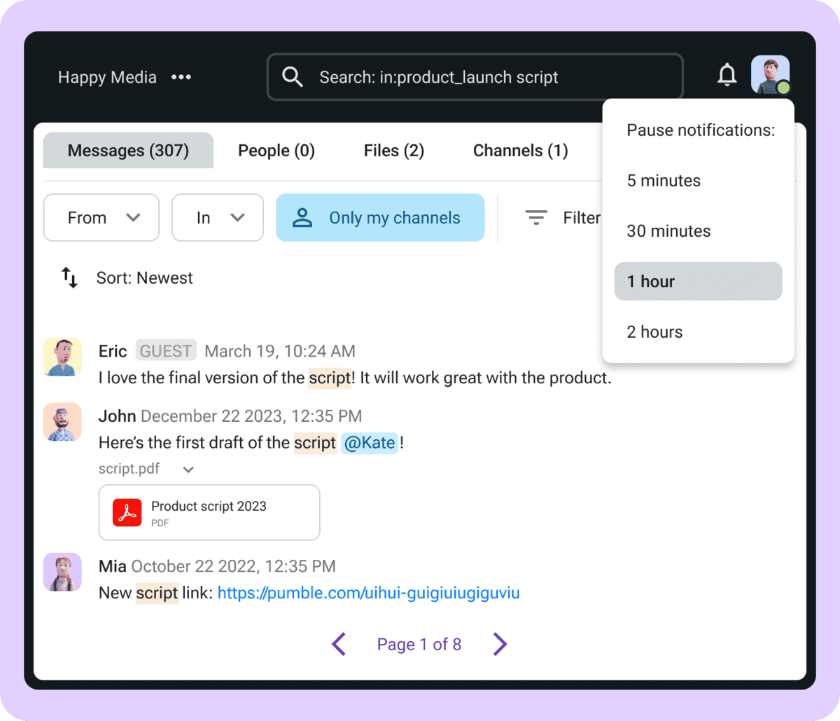 Store and find information in Pumble